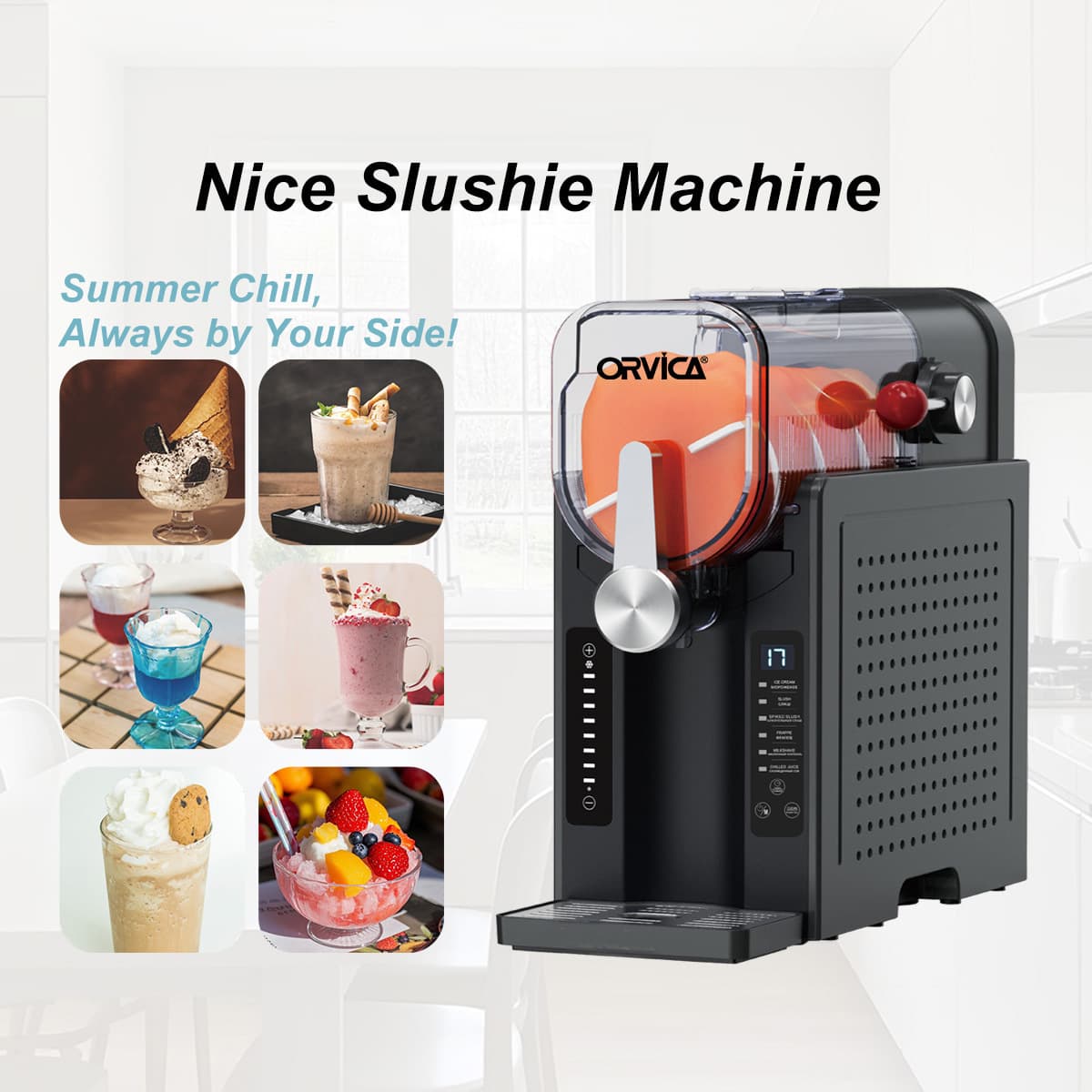 ORVICA Ice Maker Home Ice Cream Machine Automatic Beverage Slushy Machine Snow Melting Machine Slushy Machine