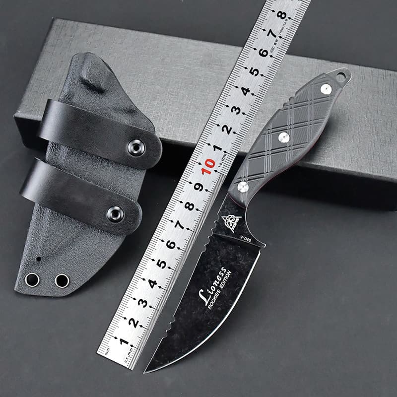 Topus V-040 Outdoor Straight Knife G10 Handle High Hardness Camping Survival Knife with K-Sheath Fruit Knife