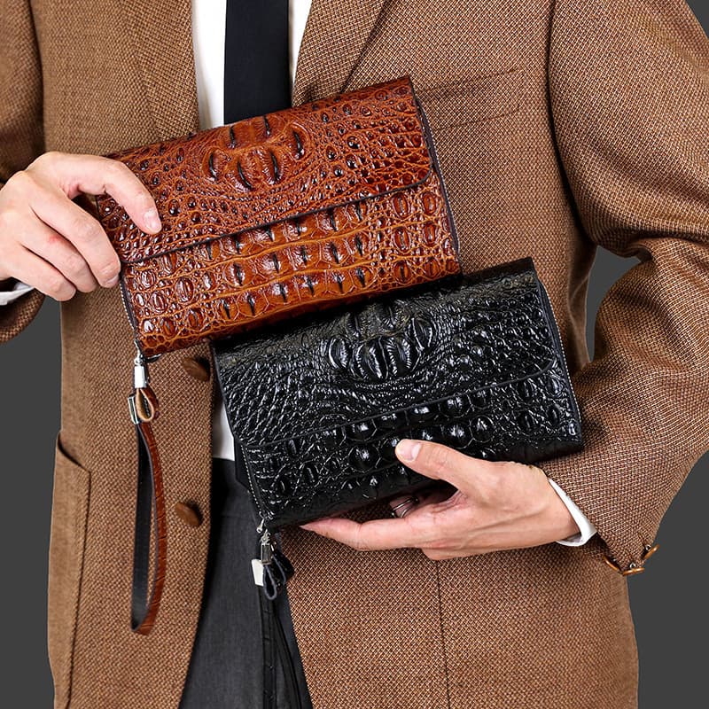 New Alligator Leather Men's Wallet Luxury Large Capacity Billfold Multi-Function Card Holder Fashionable PU Leather Clutch