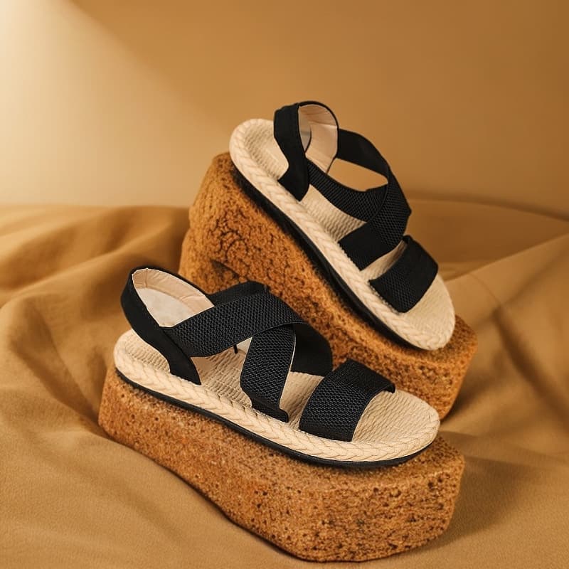 Roman Sandals for Women, 2026 Summer Flat Sandals, Round Toe Breathable Flat Beach Sandals for Women
