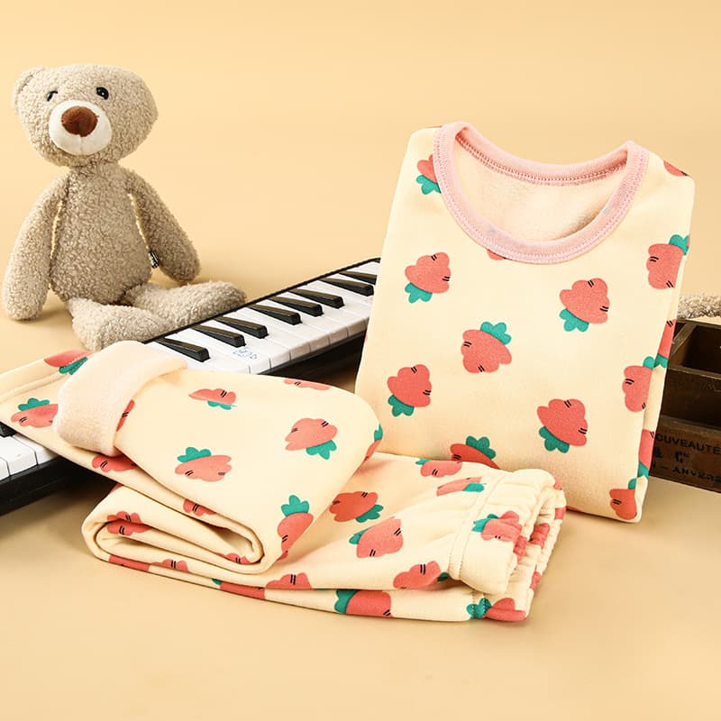 Children's velvet thermal underwear set, boys and girls, thickened winter new pajamas, autumn clothes, autumn pants, home clothes