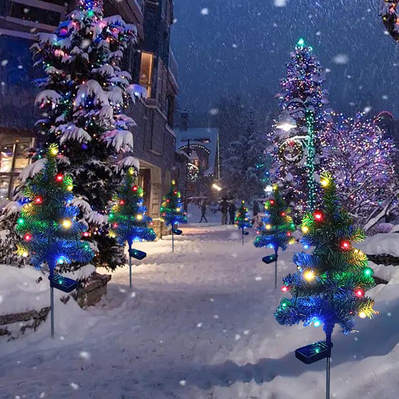 Solar Christmas Tree Light Yard Decoration Ground Stake Lawn LED String Lights Outdoor Waterproof Garden Light Christmas Decoration