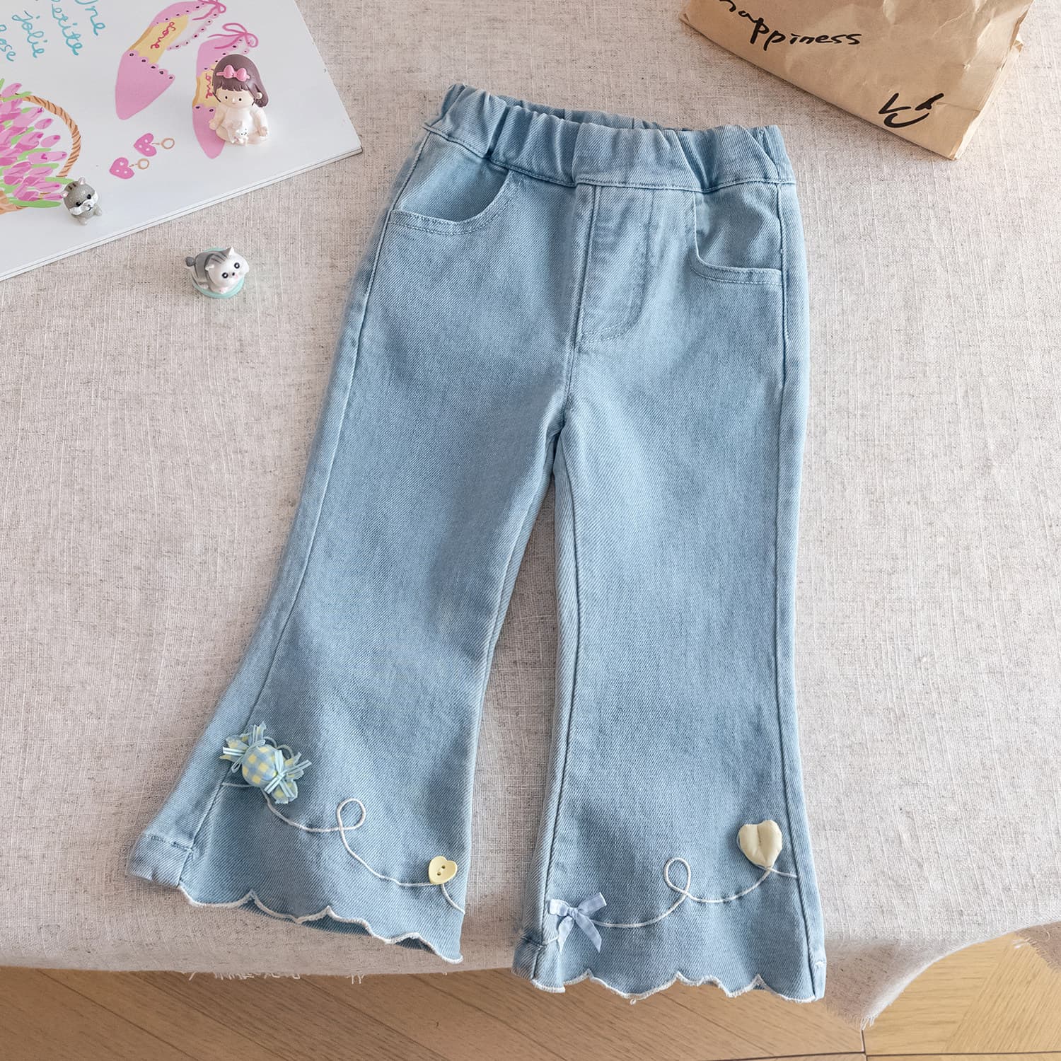 Girls' Jeans Spring Autumn 2026 Trendy Korean Style Children's Wide Leg Pants Casual Long Pants for Girls