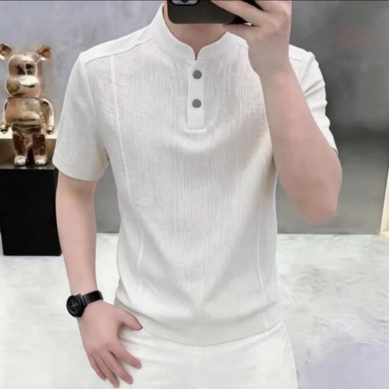 2026 Summer Ice Silk Short Sleeve T-Shirt Men's American Retro Loose Polyester