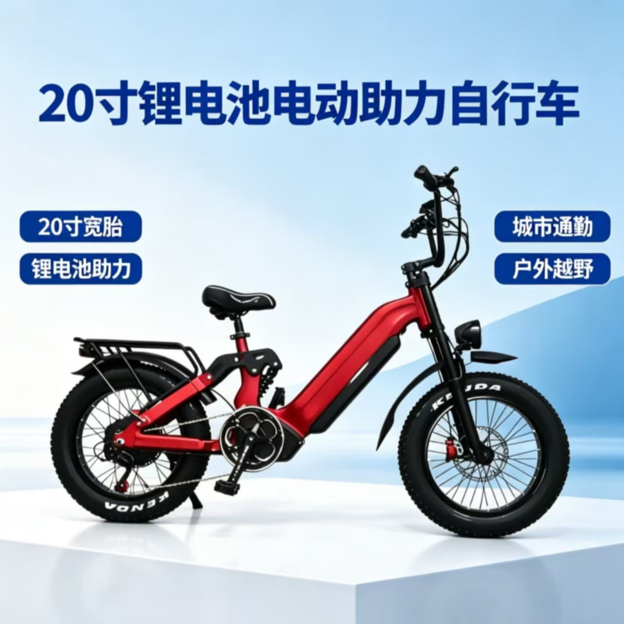 20-inch Fat Tire 2-Wheel Electric Moped Soft Tail Mountain E-Bike for EU/US Cross-Border Supply