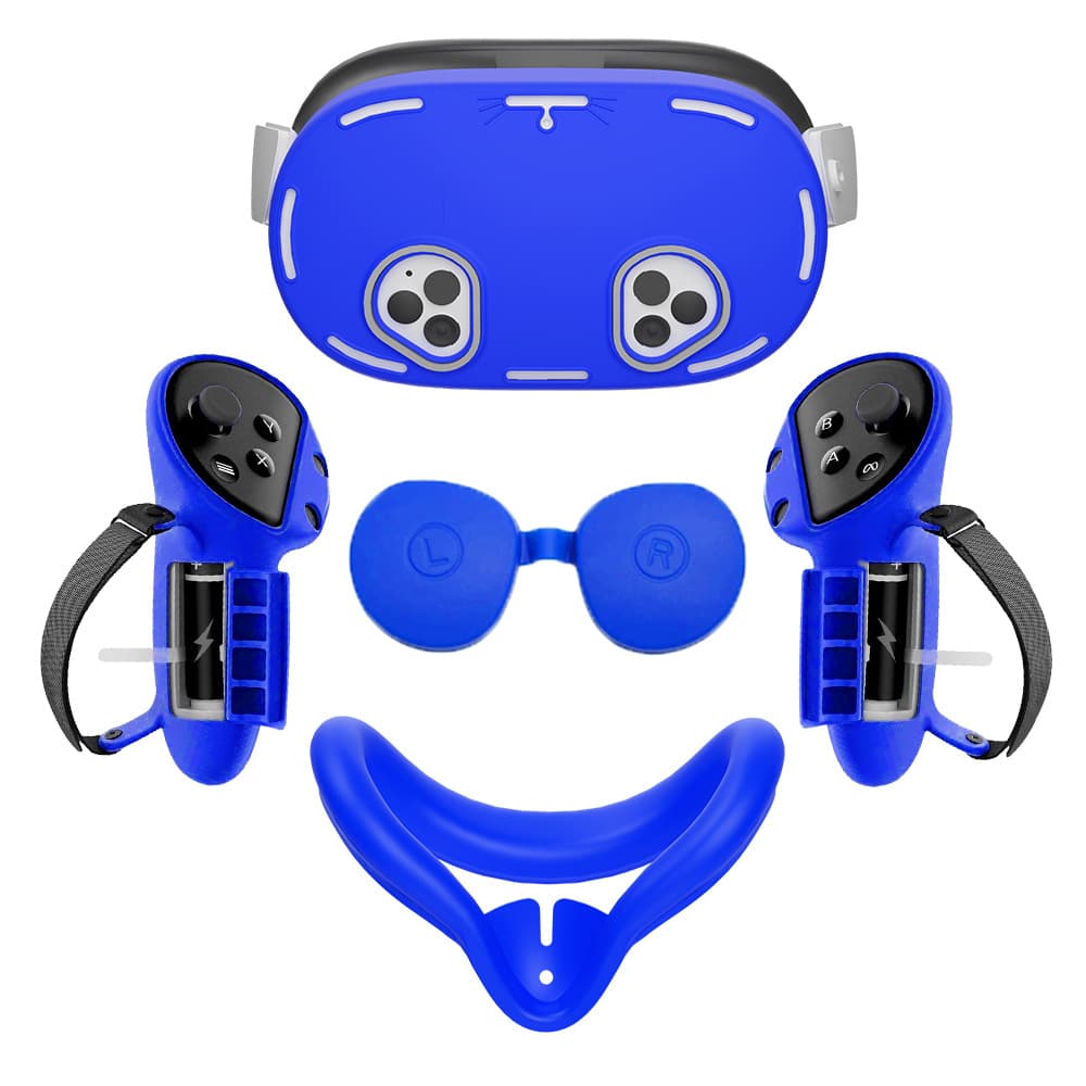 New Silicone Accessories Compatible with Meta Quest 3S Controller Cover, Face Mask, and Console Set