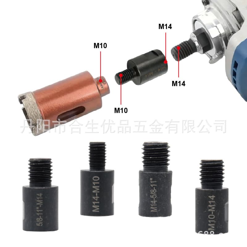 Hole Saw Arbor Adapter M10 to M14 to US Thread 4pc Angle Grinder Conversion Screw Head