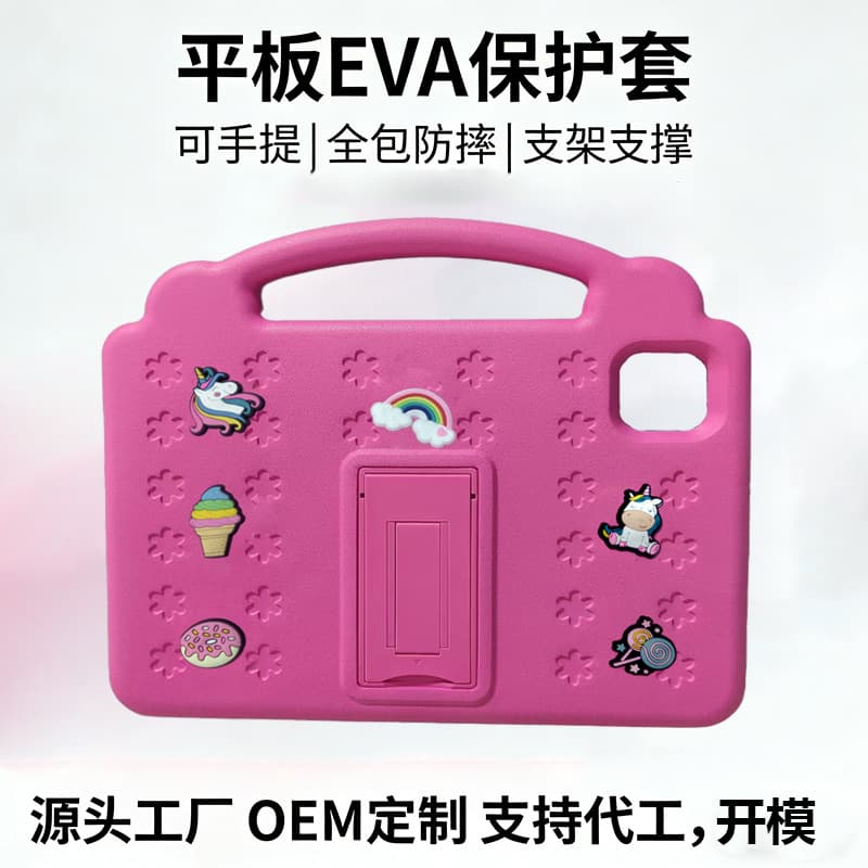 Pink EVA Tablet Case Kids Cartoon Shockproof 10.1 Inch Protective Case with Handle