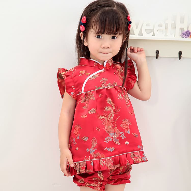 Children's cheongsam and Tang suit summer children's clothing baby set cheongsam dress, baby girl's first birthday dress