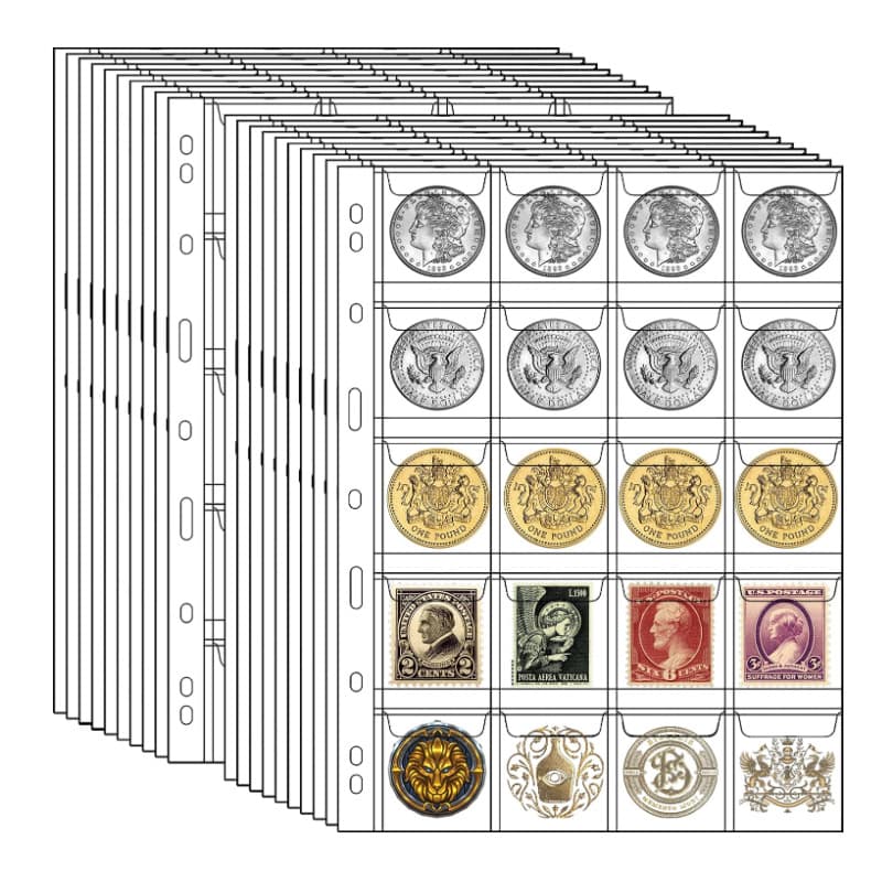 Coin Loose-leaf Standard 9-Hole 20-Grid 30-Grid Currency Collection Album Loose-leaf Binder Coin Inner Pages 42-Grid Transparent Loose-leaf
