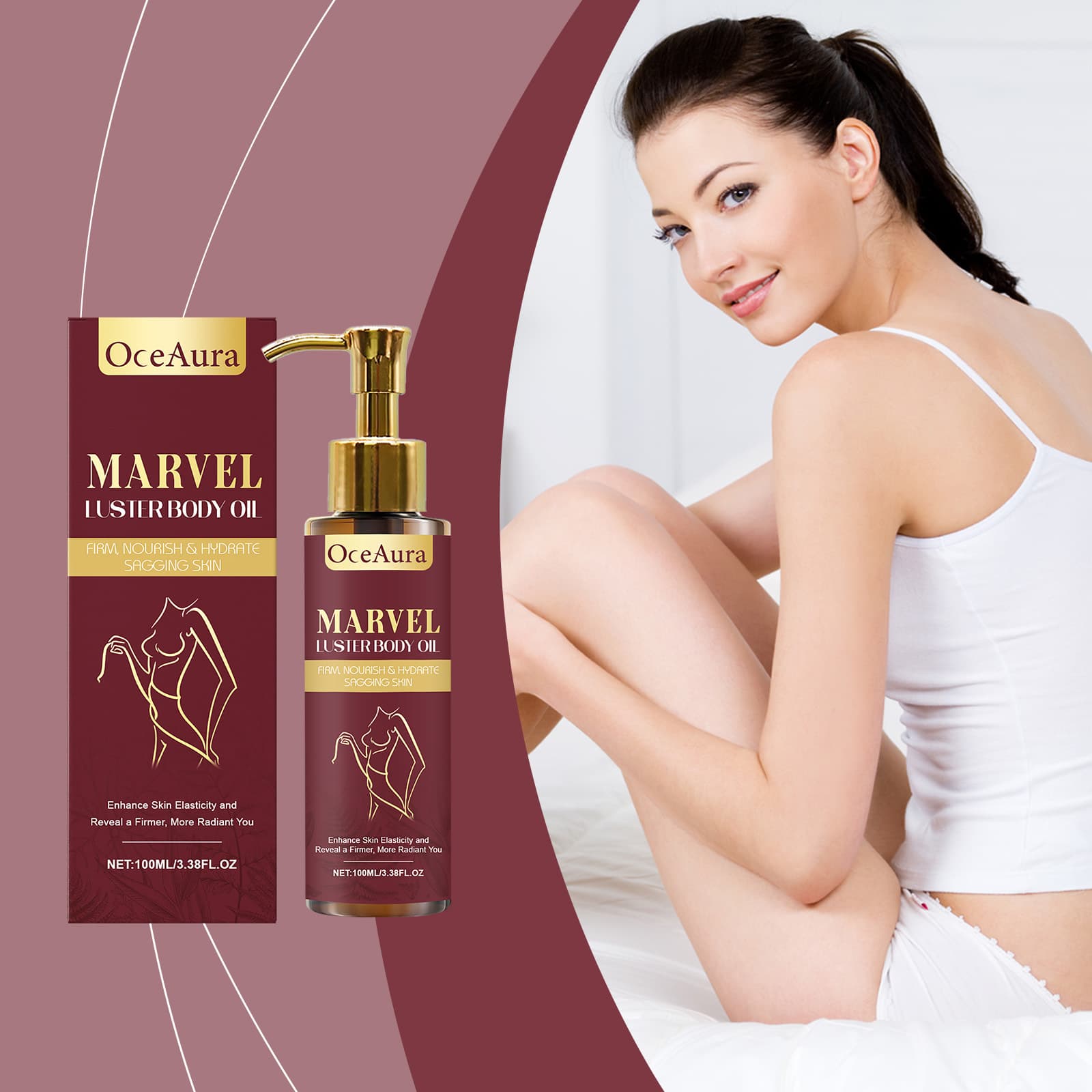 OceAura Plant Moisturizing Body Oil Lightweight Hydration Locks in Moisture Glow Care Body Massage Oil
