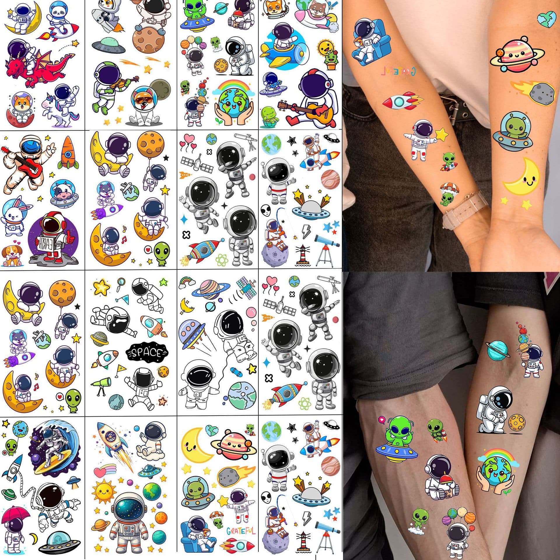 New cross-border color astronaut tattoo stickers high-end hand and neck tattoo stickers TEMU European and American Tattoo