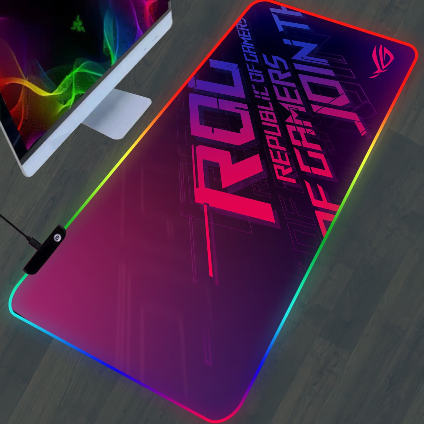 ROG RGB Gaming Mouse Pad Large Size Thick Non-Slip LED Desk Mat