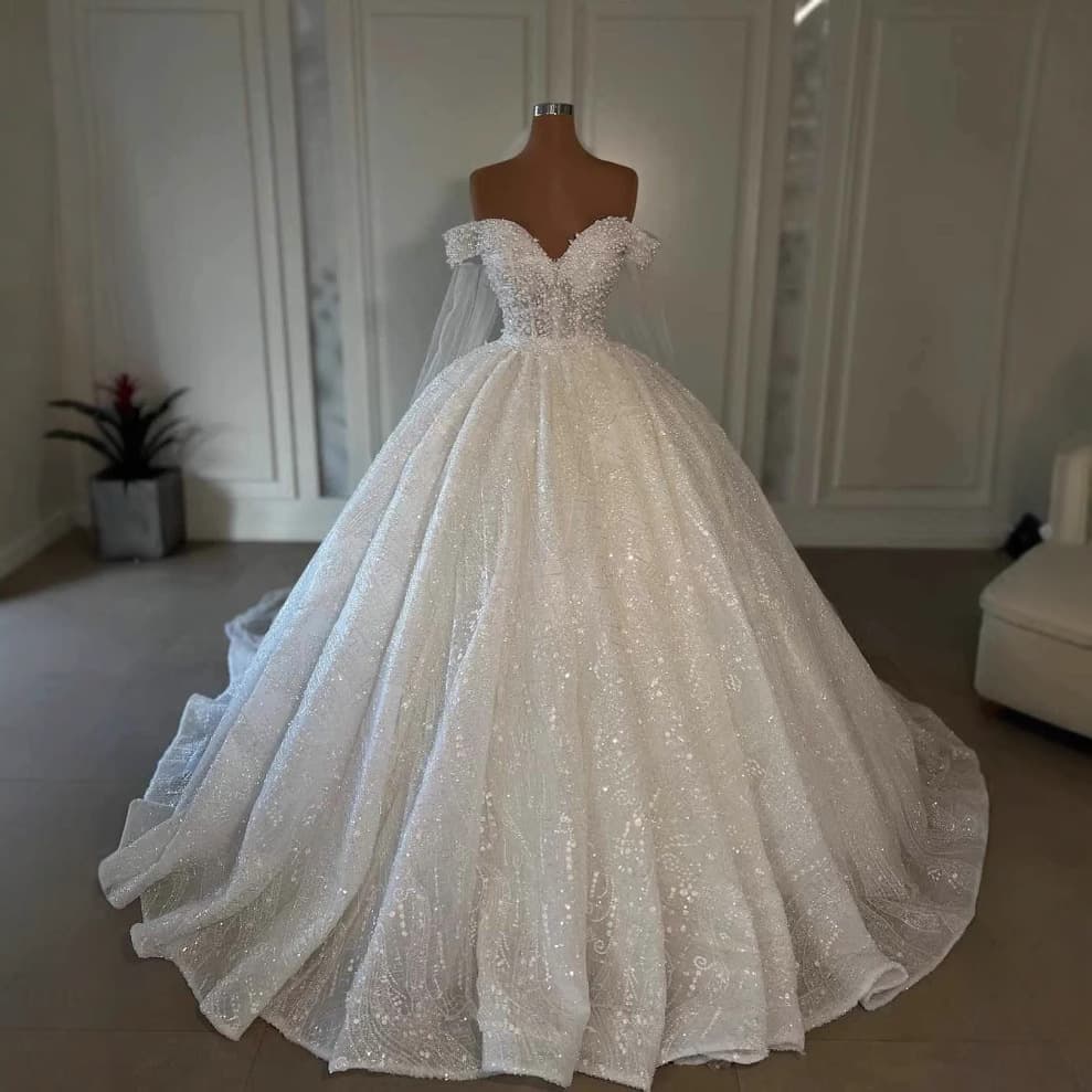 European and American Cross-border High-waist Bridal Main Wedding Dress Heavy Train Luxurious Light Wedding Dress French Fairy Wedding Dress Puffy Skirt