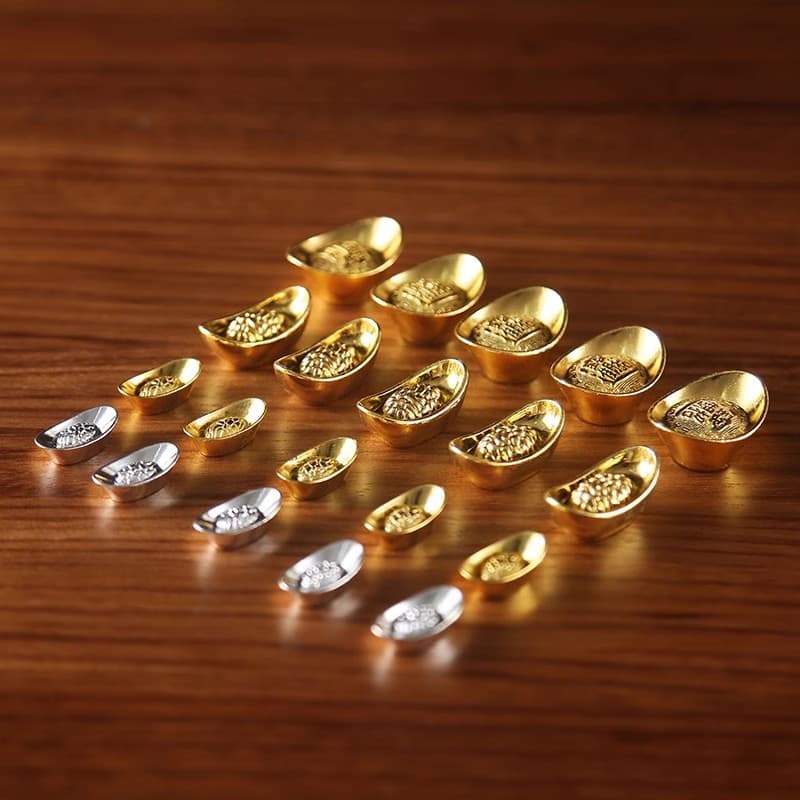 Alloy Simulation Gold and Silver Small Ingot Decoration, Home Decor Craft Accessories for Living Room Wealth Bowl