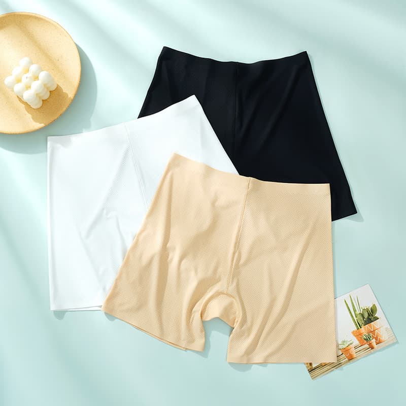 Seamless Ice Silk Safety Shorts Women's Summer Thin Tight No Roll Edge Ice Silk Insurance Shorts No Light Walk through Bottoms