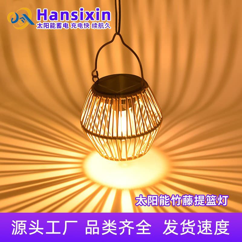 Small Pendant Light Solar Garden Light Portable Lantern Pastoral Outdoor Waterproof Table Lamp Wind Lamp Hanging Light Floodlight Rattan Lamp
