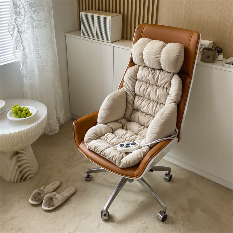 Winter Heated Plush Seat Cushion for Office, Student, and Home Use, with Armrests and Back Support