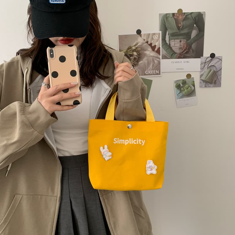 Fashionable Canvas Handbag Cute Lunch Bag Grocery Bag New Trendy Shoulder Bag Sweet Phone Bag for Women