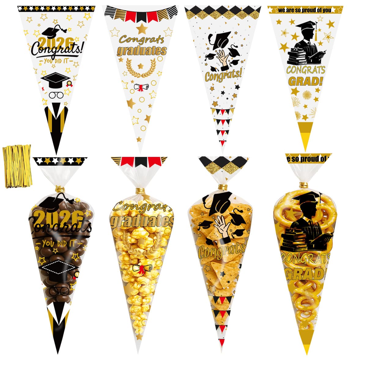 opp triangular bag school season graduation season transparent cream decorating bag popcorn cross-border candy cellophane packaging bag