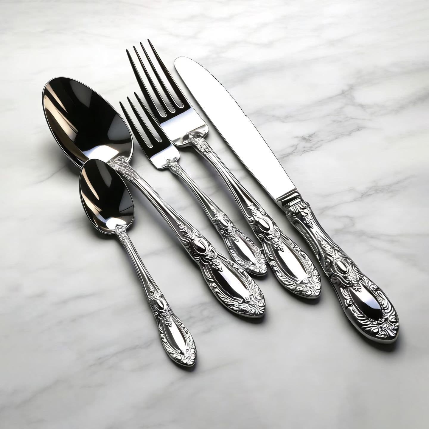 Austin Unique Western Cutlery Set · 304 Stainless Steel Knife Fork Spoon Royal Vintage Embossed Art Style 5-Piece Set