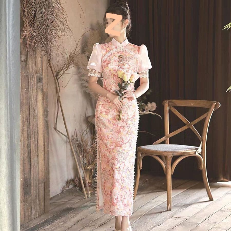New Chinese Style Bride Wedding Dress Toast Dress Pink Xiuhe Suit Cheongsam Wedding Outfit Fashion Petite Slim Waist