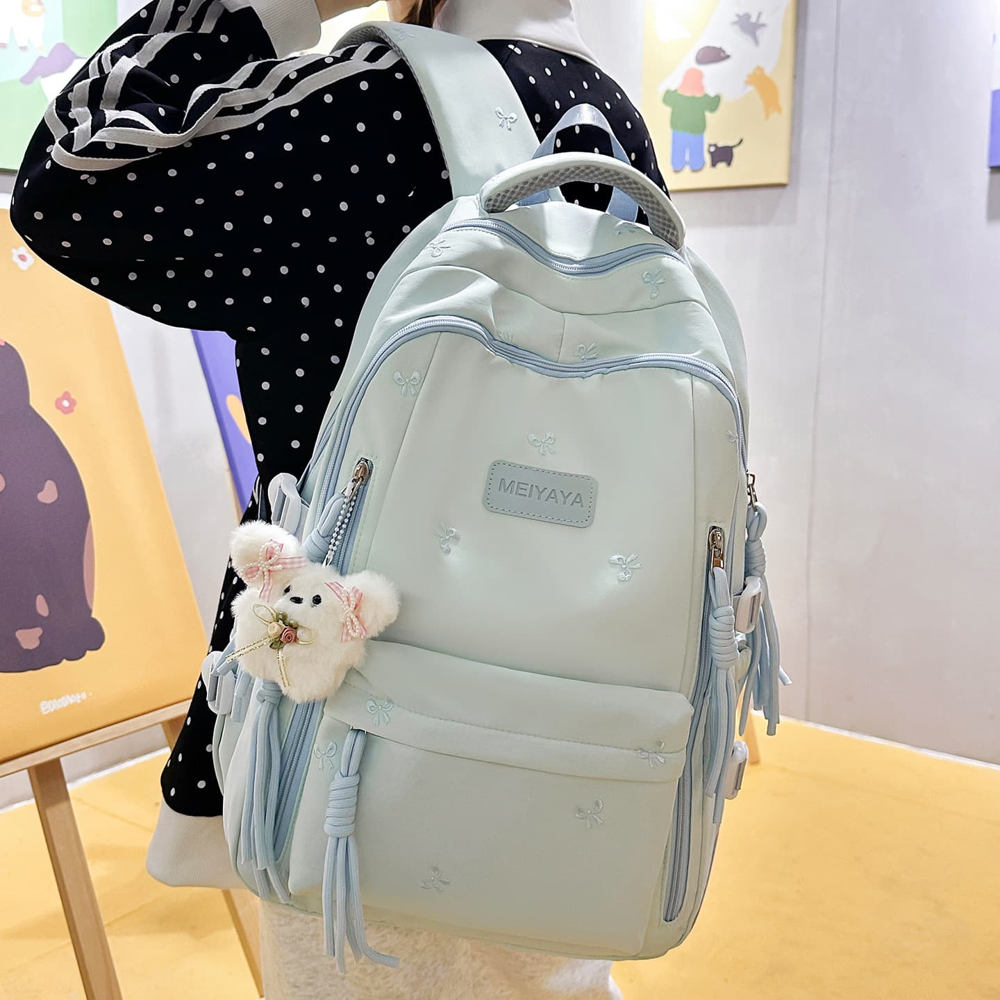 Large Capacity Backpack Cross-border Fashion College Style Bowknot Women's Backpack for Middle and High School Students School Bag Wholesale