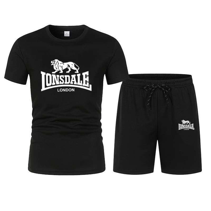 Summer men's suit sports quick-drying short-sleeved three-quarter pants mesh T-shirt sports shorts two-piece fitness suit