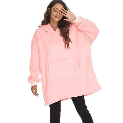 Outdoor Cold-Weather Thermal Homewear Coral Fleece Pajamas, Pullover Fleece Hoodie, Lazy TV Robe