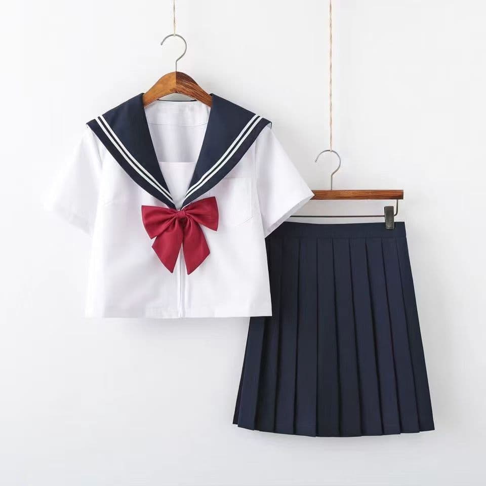 Authentic JK Pleated Skirt Sailor Suit Uniform Japanese Delinquent Girl Short Skirt Academic Style Two-Stripe Student Outfit