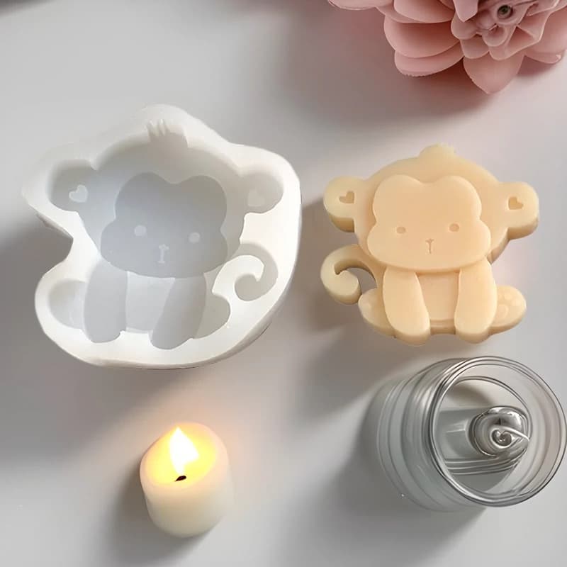 Little Monkey Scented Candle Silicone Mold DIY Cartoon Animal Epoxy Resin Ornament 2D Monkey Plaster Mold