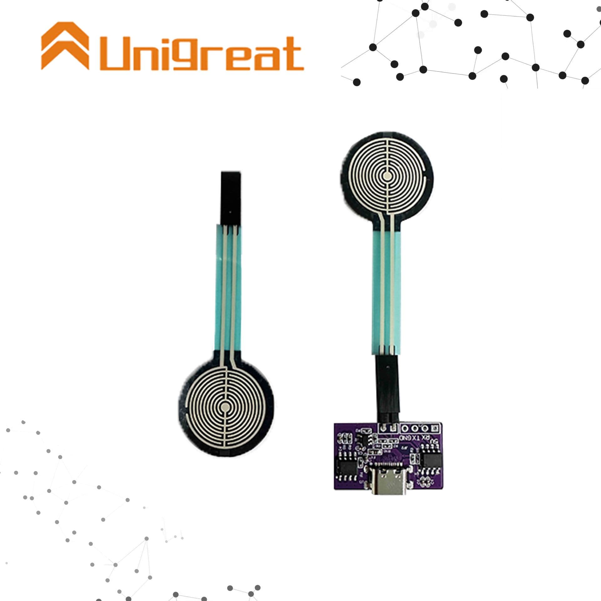 Thin-film pressure sensor, force sensor for electronic musical instruments, FSR flexible fabric pressure sensor