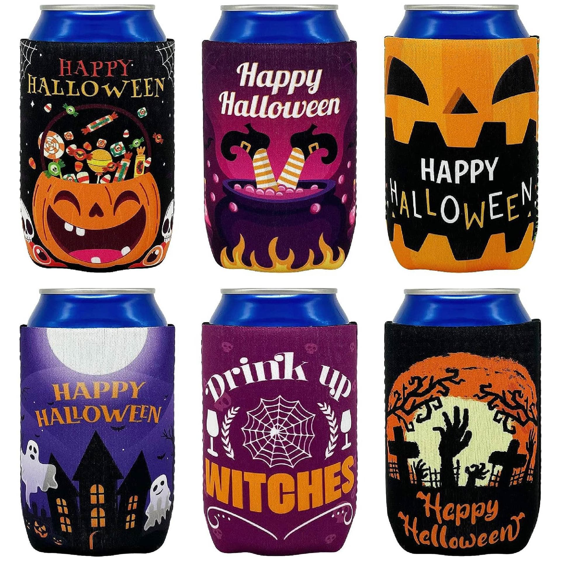 Halloween party diving material Coke cup cover Christmas can beer cup cover Can be printed with various patterns