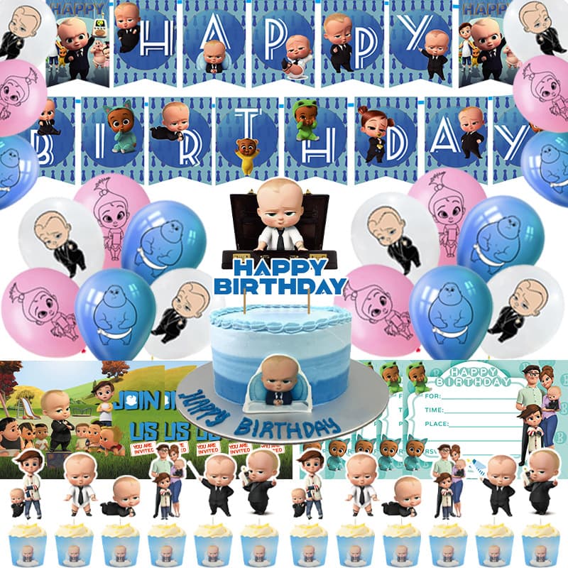 boss baby party supplies boss baby flag cake insert balloon set birthday party decoration