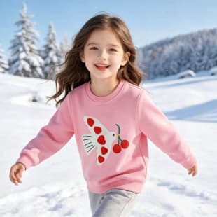 Cross-Border Supply 2026 New Girls Round Neck Hoodie Long Sleeve Comfortable Top Wholesale