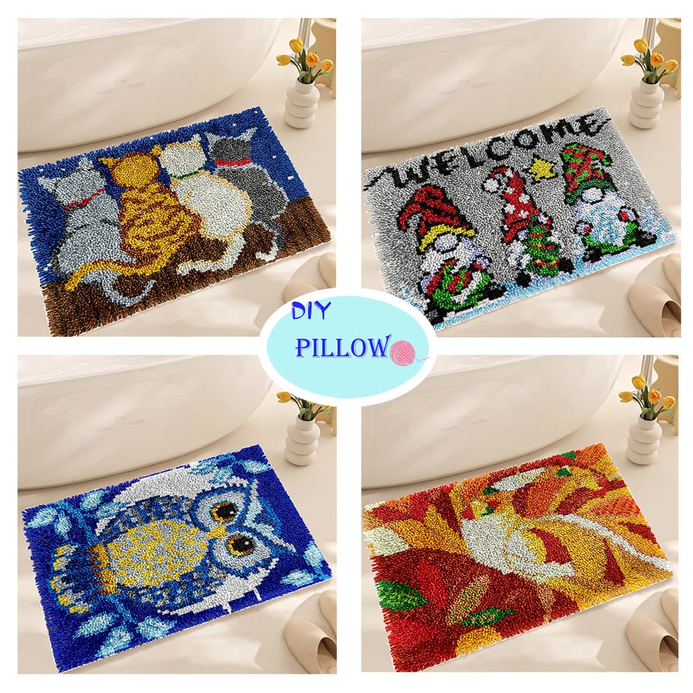 Pre-sale Shuoshi Craft Cross-border Supply Handmade DIY Rug Embroidery Segmented Stitch Cat (Material Kit) English Version