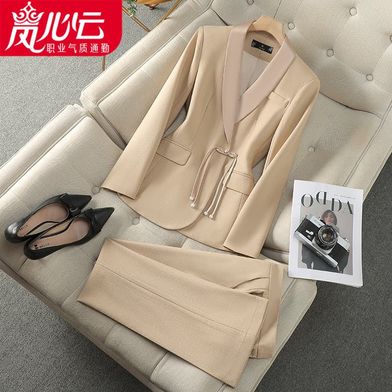 2025 New Fashion Women's Long-Sleeve Business Suit Jacket and Trousers Set Office Workwear Autumn 8913