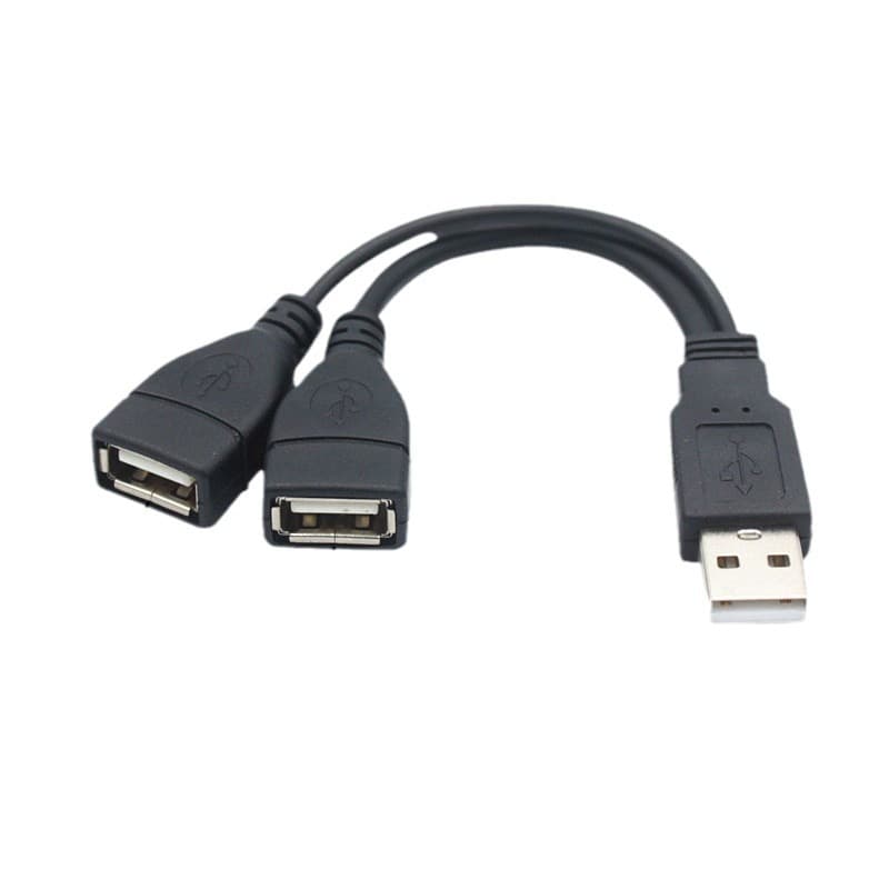 USB 2.0 Y-Splitter Extension Cable, One Male to Two Female USB Data and Charging Cable