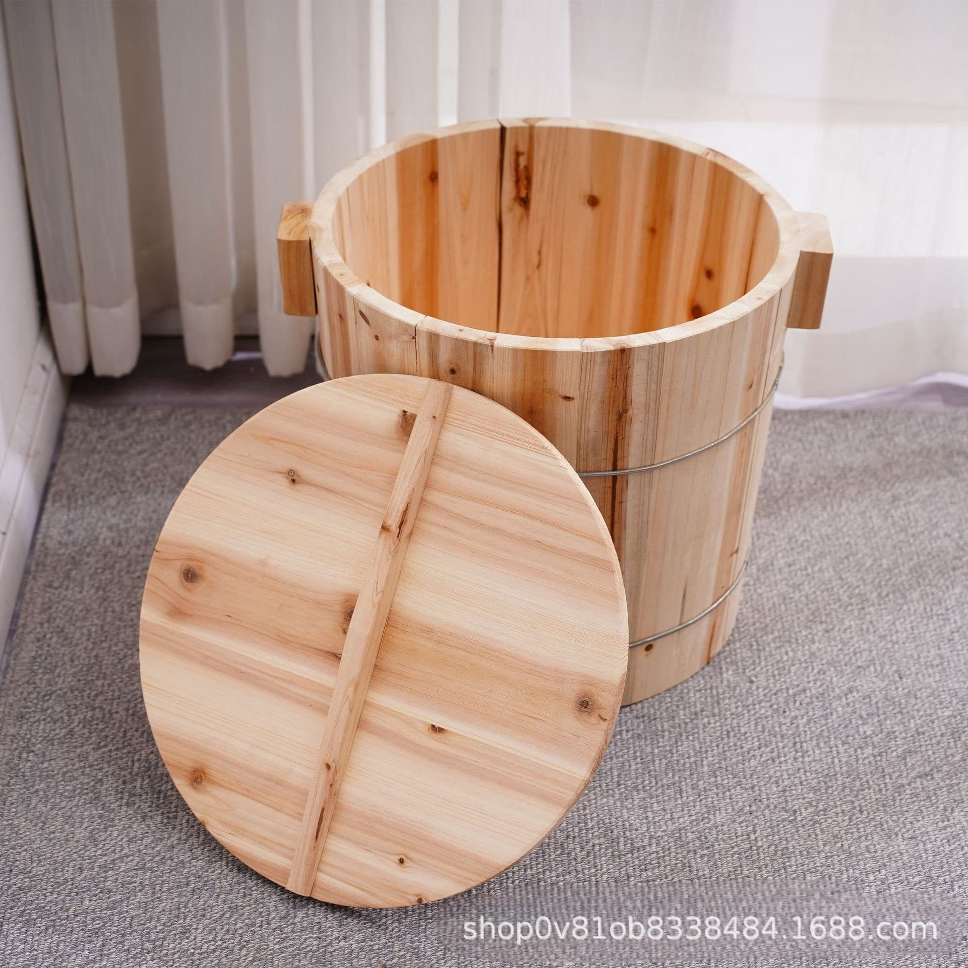 Ready Stock Traditional Wooden Rice Steamer - Various Sizes Commercial Glutinous Rice Steaming Bucket, Wooden Steamer