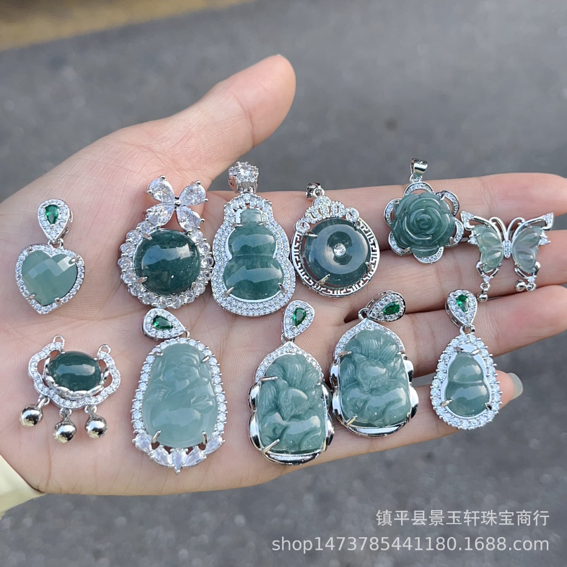 Manufacturer wholesale A goods dangerous material jade blue water hyacinth pendant 925 silver inlaid pendant necklace live supply wholesale