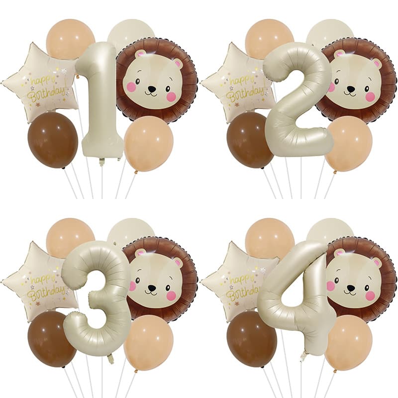 Cross-border New 32-inch Retro Jungle Theme Animal Lion Foil Balloon Bouquet for Kids Birthday Party Decoration