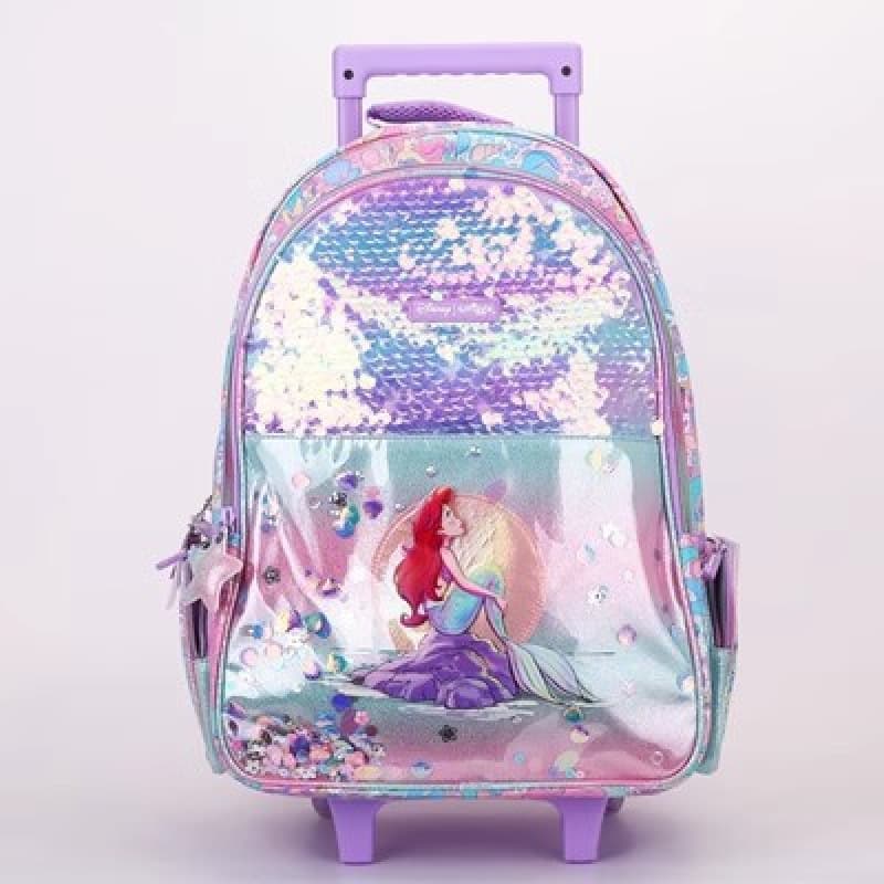 Australian Smiggle Trolley Backpack Large Capacity Cartoon Flashing Wheels School Bag for Primary and Secondary Students