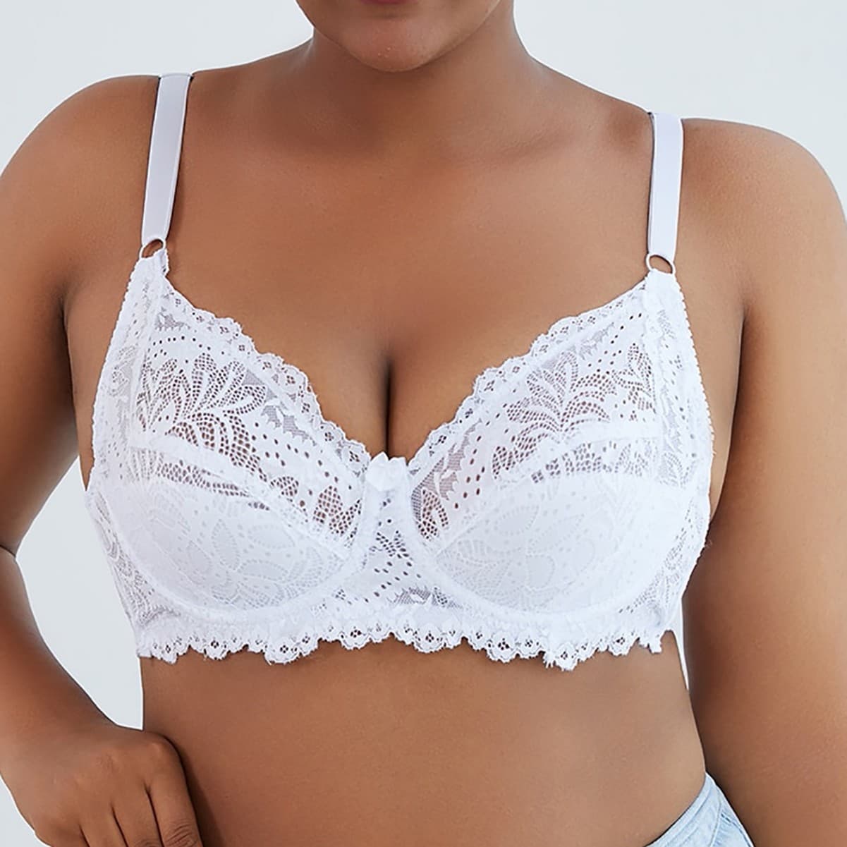 Ultra-Thin European and American Double-Buckle Lace Underwear Adjustable Bra French Style In Stock Wholesale