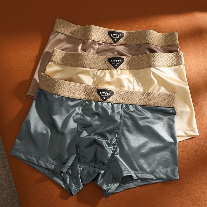 Ice Silk Luxury Men's Underwear Summer High-End Comfortable Solid Color Mid-Rise Big Size Breathable Men's Boxer Briefs
