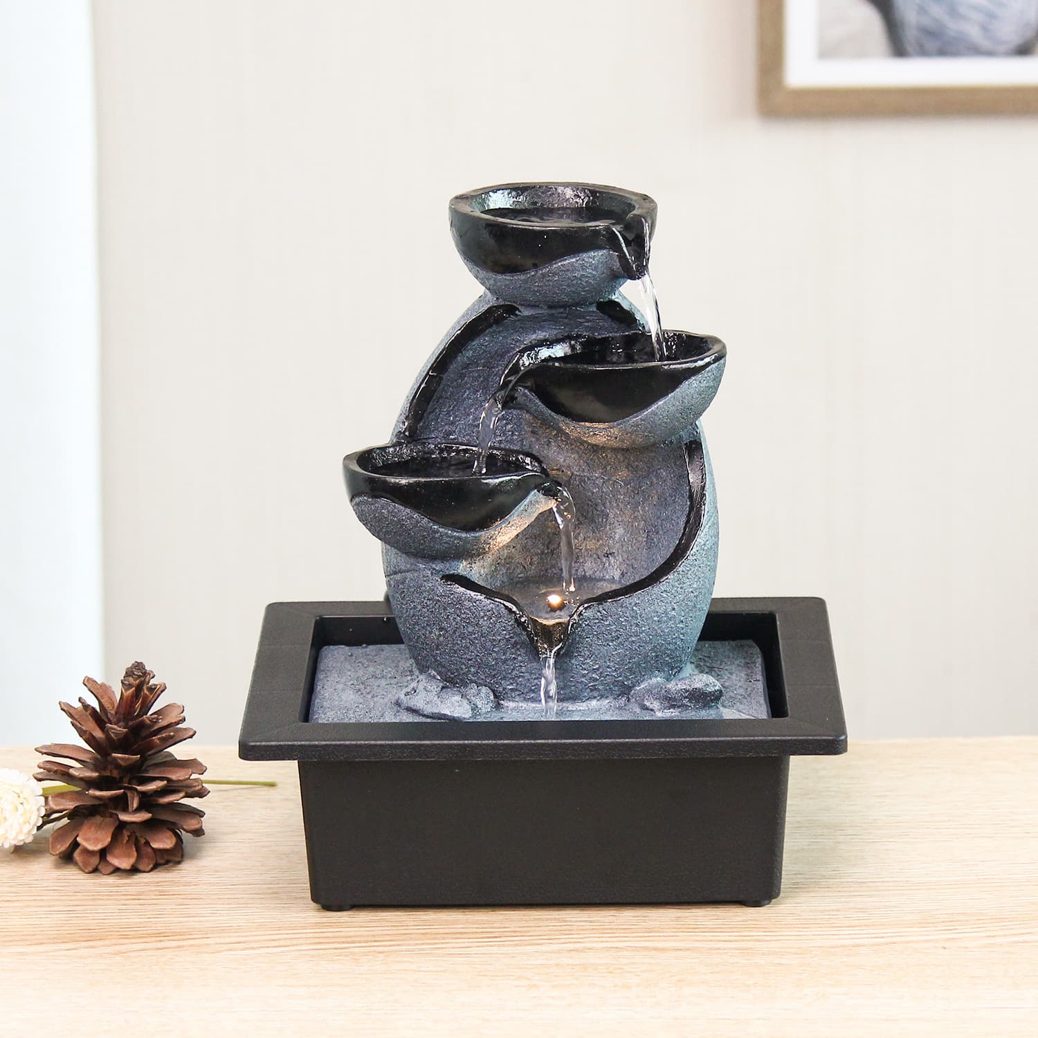 Creative Water Flow Ornament Indoor Home Office Study Living Room Desktop Display Cyclic Water Flow Resin Decoration Gift