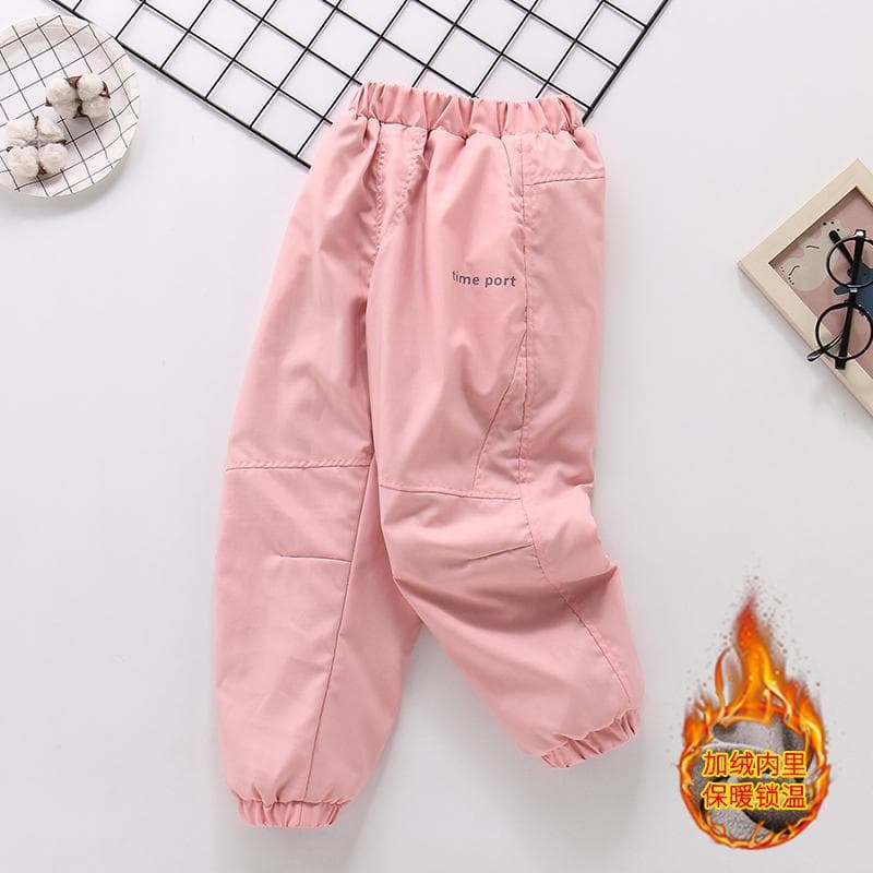 Girls' fleece-lined pants, autumn/winter style, 2025 new style, children's winter three-proof windproof pants, girls' ski pants for older children.