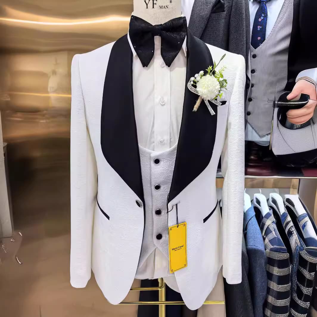 Men's 3-Piece Suit Set for Cross-Border Trade, Wedding, Casual Hosting, Jacquard Formal Wear