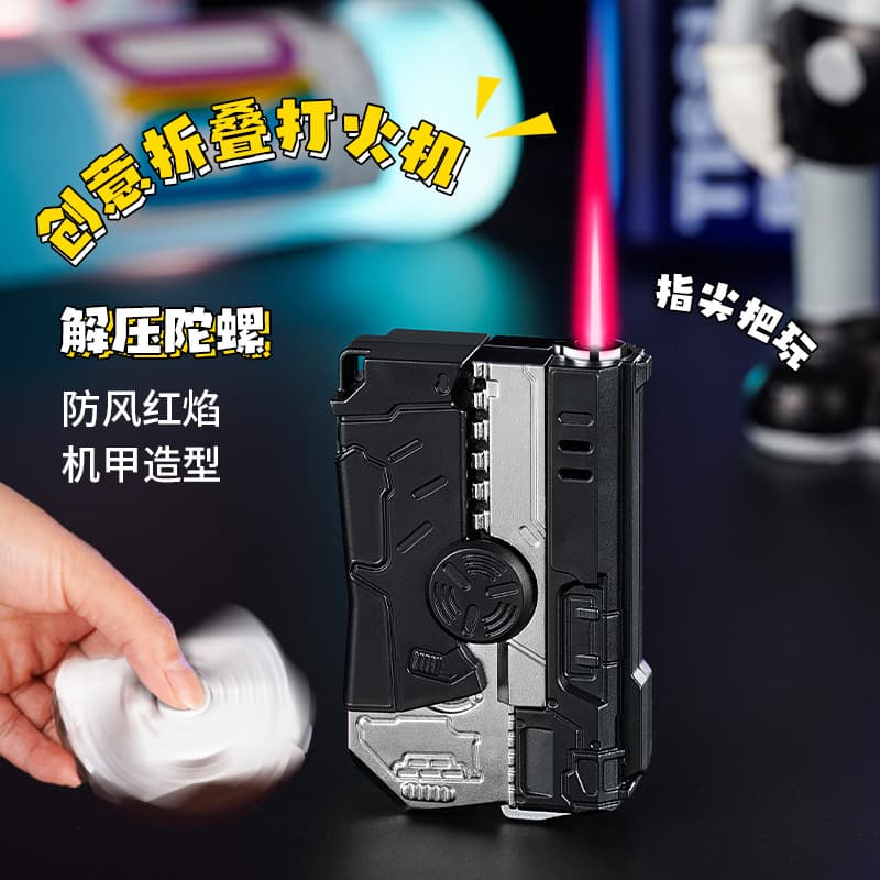 Fidget Spinner Folding Inflatable Direct-Flame Lighter, Trendy Men's Cool Lighter Wholesale