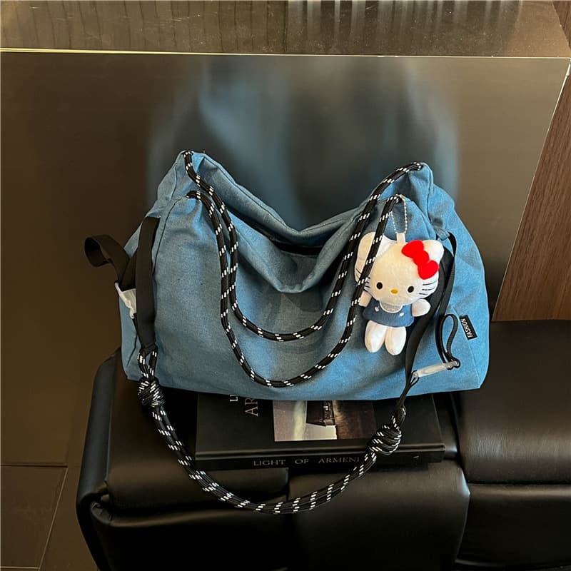 Japanese Casual Crossbody Canvas Bag for Women 2026 New Simple Large Capacity Shoulder Bag Tote Bag Commuter Bag KT