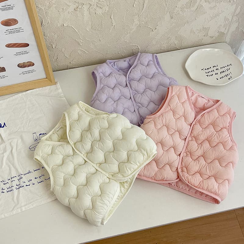 Children's Down Cotton Vest Boys' Quilted Inner Layer Autumn Winter Lightweight Warm Vest for Baby Girls